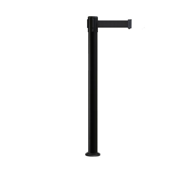 Montour Line Stanchion Belt Barrier Fixed Base Black Post 9ft.Black Belt MX630F-BK-BK-90